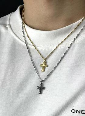 ONEPART原创18k金银麦穗十字项链