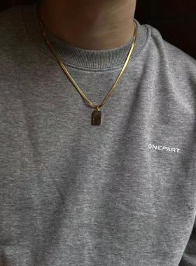 ONEPART2024矩形黑贝母吊坠项链