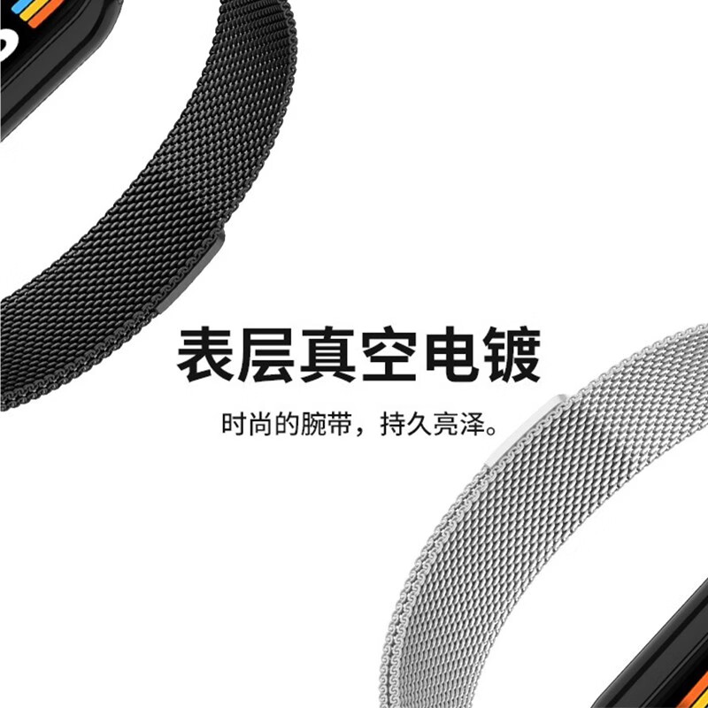 适用小米手环8表带米兰尼斯金属卡扣磁吸智能运动3/4/5/6小米手环7腕带三珠精钢官方同款式接头接口配件-图2