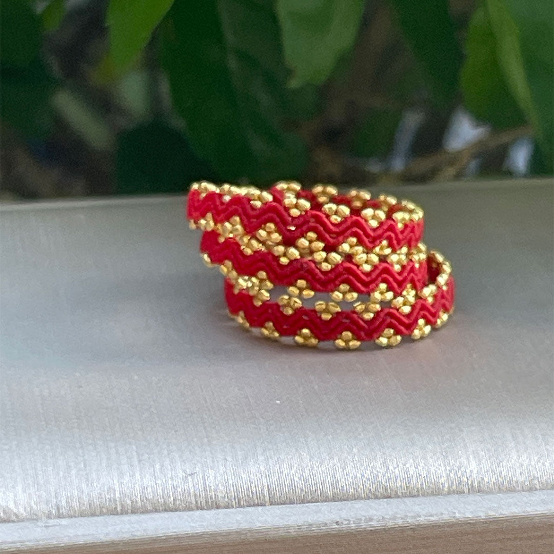 美梓双芝麻波浪蜡线蜡绳红绳戒指手工编织幸运转运精致喜庆本命年 - 图2