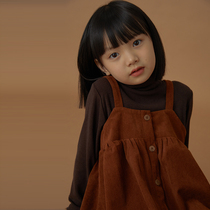 Lene Euphoria Childrens Clothing Spring Autumn Baby Girl Light Core Suede Harness Braces Dress Parenting Casual Retro Dress dress Long dress