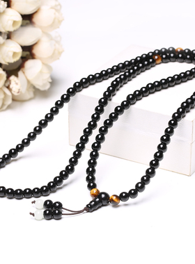 黑曜石夜光水晶貔貅招财配饰佛珠