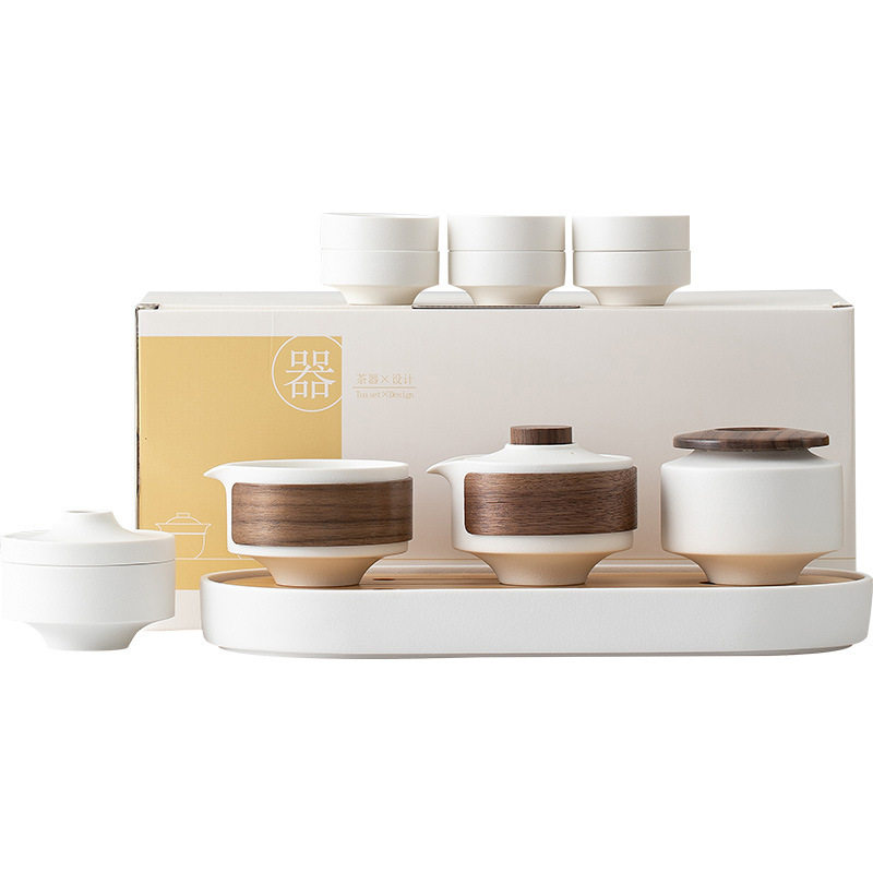 Miaoyan Business Tea Set Gift Set Home Living Room Simple Ceramic Dry Tea Plate Light Luxury Small Set Spot