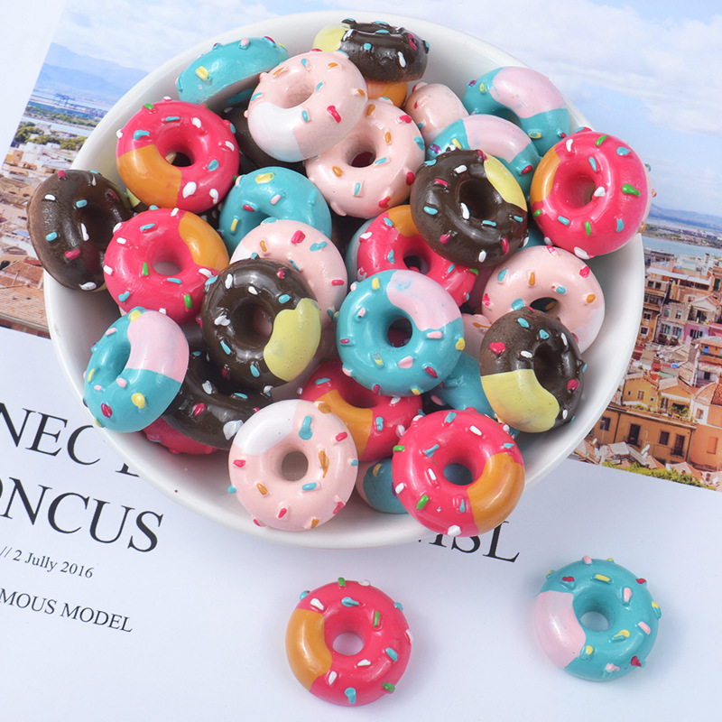 10pcs/lot Cute Hollow Doughnut Resin Food Charms For Earring-图0