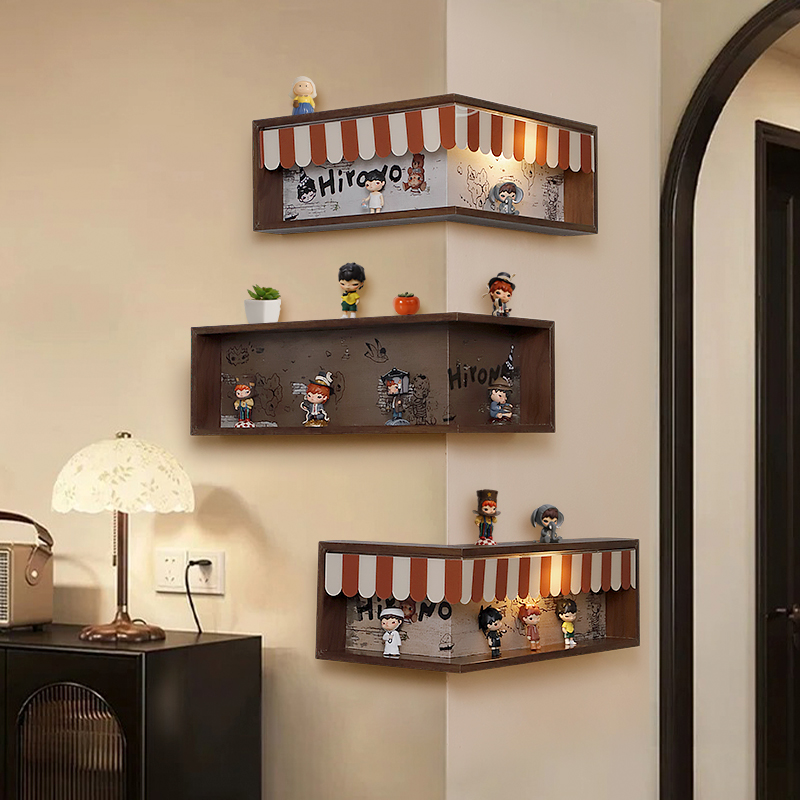 手办收纳装饰画小野盲盒转角置物架萌粒展示盒客厅墙角壁画收纳架,淘宝优惠券,粉丝福利购,淘宝优惠卷