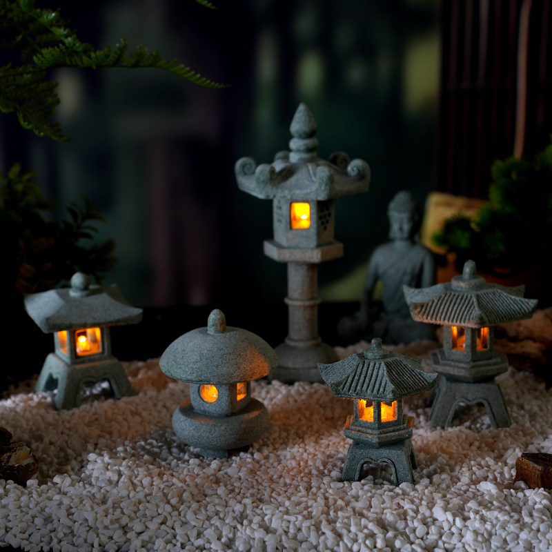 石灯笼小摆件桌面装饰小石亭子中式观景石灯微景观鱼缸盆造景亭子,淘宝优惠券,粉丝福利购,淘宝优惠卷
