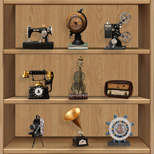 复古美式电话摆件家居客厅酒柜装饰品家里怀旧留声机服装店小摆设 - 图1