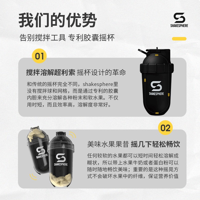 shakesphere水可飞摇摇杯视窗款杯子运动健身水杯刻度蛋白粉摇杯-图0