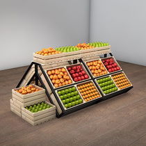 Supermarket Convenience Store Fruit Shelving Fresh Fruit And Vegetable Display Show Shelf 100 Orchard Solid Wood Red Wine Box Creative Multilayer