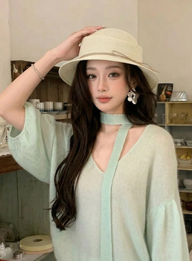 夏季亚麻透气防晒短檐巴拿帽女