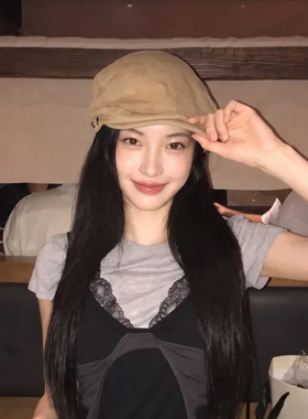 复古英伦秋冬显脸小前进帽女