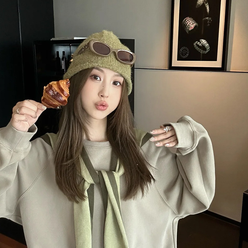 韩系秋冬氛围感羊毛针织护耳卷边冷帽女百搭ins毛线套头堆堆帽子,淘宝优惠券,粉丝福利购,淘宝优惠卷