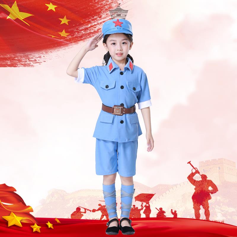 儿童小红军演出服军装八路军红星闪闪合唱表演服装小学生军装衣服