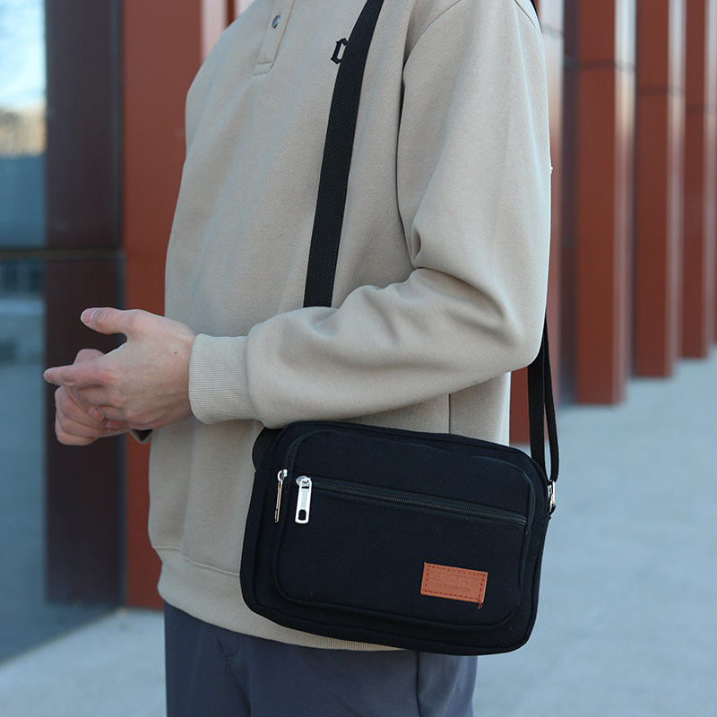 帆布小方包方形男包多层做生意摆摊收钱包耐磨耐用女休闲单肩斜挎,淘宝优惠券,粉丝福利购,淘宝优惠卷