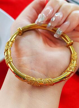 正品仿真沙金女繁花似锦推拉手镯女款相思藤实心手环送礼送老婆