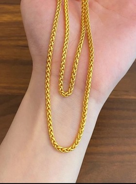 沙金肖邦项链 60公分麦穗链配链素链气质