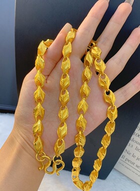沙金项链男女情侣沙面麻花橄榄链麦穗瓜子链霸气时尚项饰