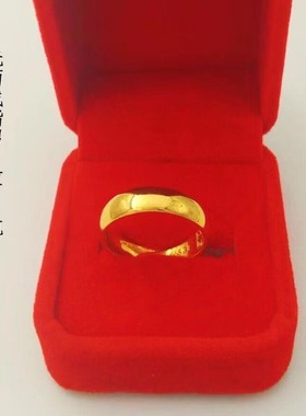 沙金男戒指宽光面指环男女情侣款戒指男士送盒子
