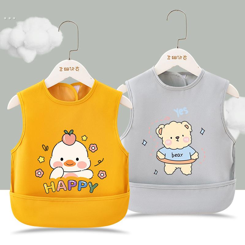 New waterproof bib sleeveless children's clothing kindergarten oil-proof rice bag Maillard baby bib rice bag