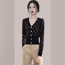 Fashion Lady Knit Sweater Jacket Woman Short 2023 Autumn Winter New Body Sweaters Womens Dress Foreign Air Blouse