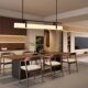 Song Dynasty aesthetic restaurant chandelier designer minimalist imitation marble high-end Zen club teahouse room study tea island table