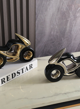 现代简约摩托车轻奢摆件客厅玄关酒柜装饰电视柜感家居装饰品