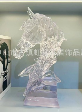 现代轻奢办公室马头雕塑摆件玄关客厅酒柜电视柜别墅开业艺术