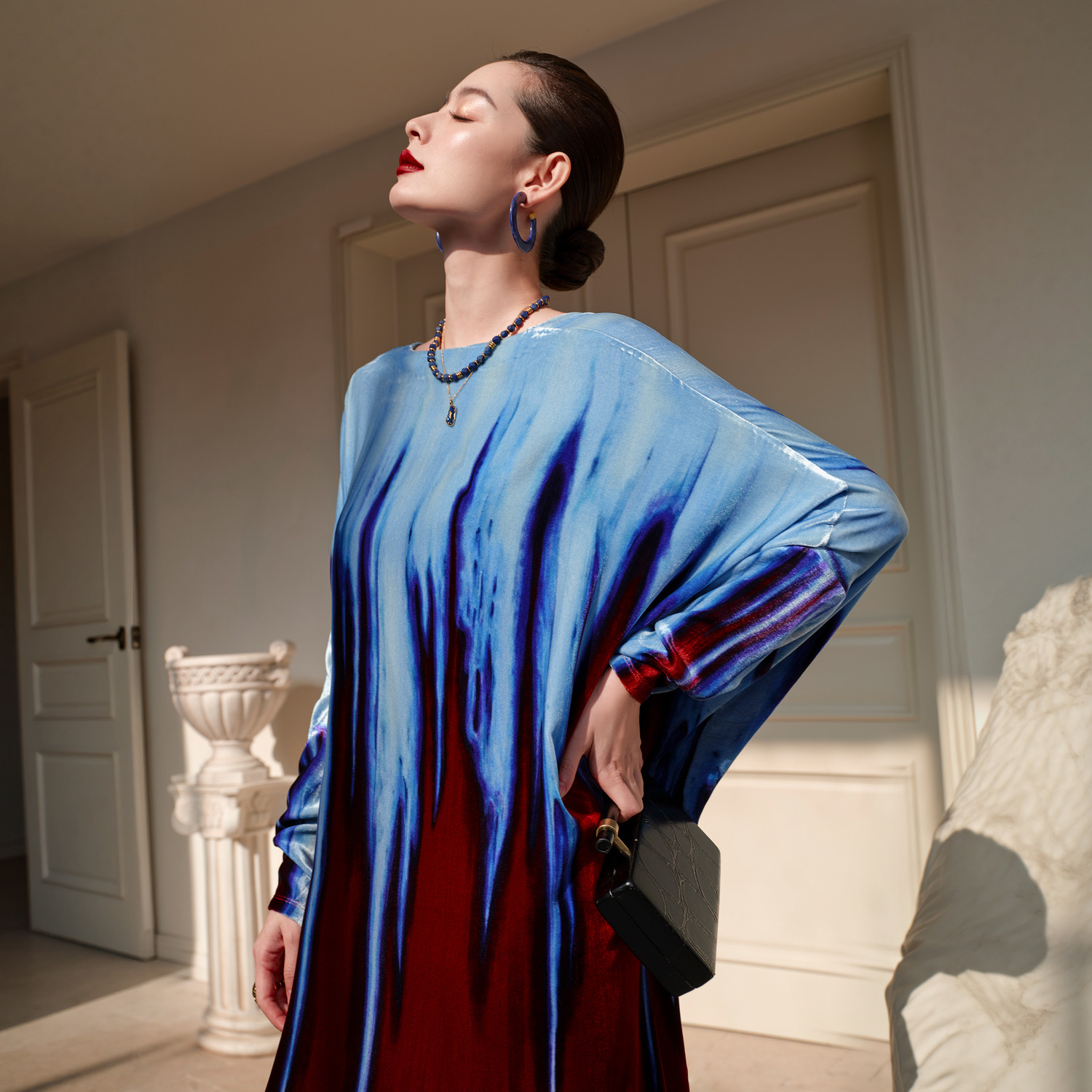 【新年系列】TU真丝丝绒渐变流光阔版连衣裙26春新款纸片人长裙子,淘宝优惠券,粉丝福利购,淘宝优惠卷