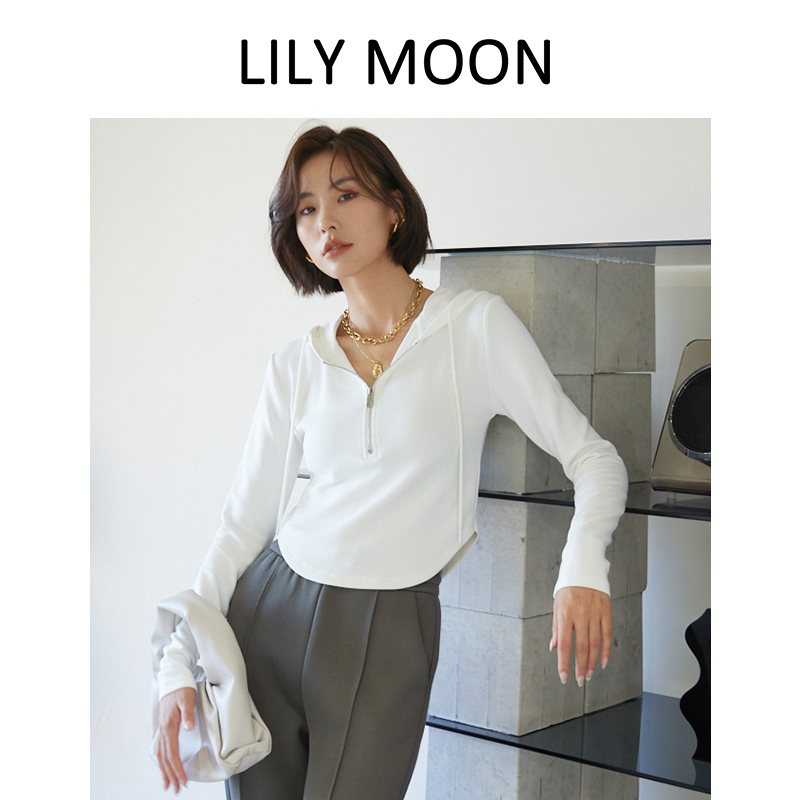 lilymoon莫代尔半拉链灰色卫衣