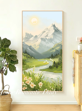 网红幅张画水山风客奶油厅风装饰画沙发背景墙挂画卧小室大落景地
