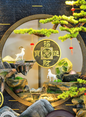 公司假山流水大型水景摆件循环水大堂客厅酒店装饰水幕墙屏风隔断