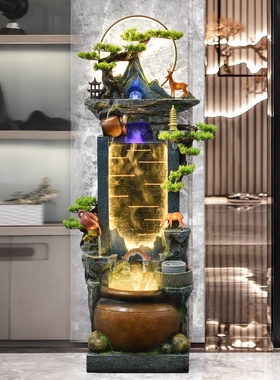 瓷温玉润风水轮招财喷泉鱼池