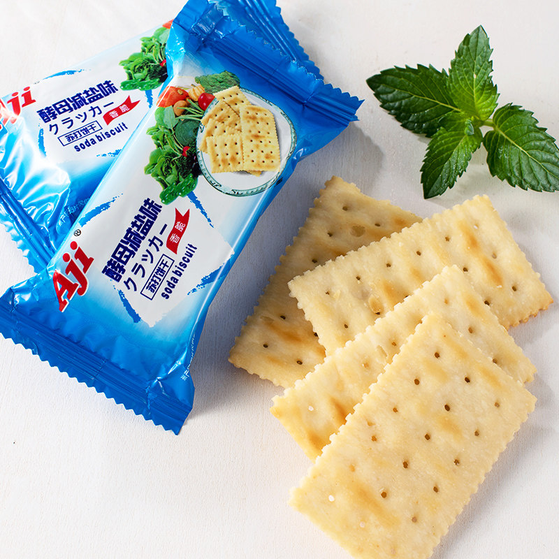 Aji酵母减盐味苏打饼干无低糖养脂咸梳打孕妇胃酸小零食品整箱2kg