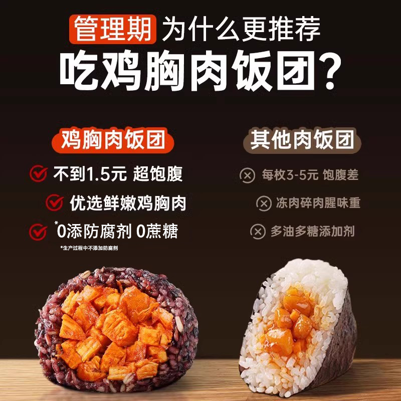 炭食光鸡胸肉糙米饭团即食早代餐杂粗粮减0低脂肥饱腹主零速食品