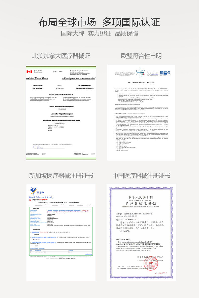 意大利visiofocus红外线宝宝额温枪 lepucare体温计类