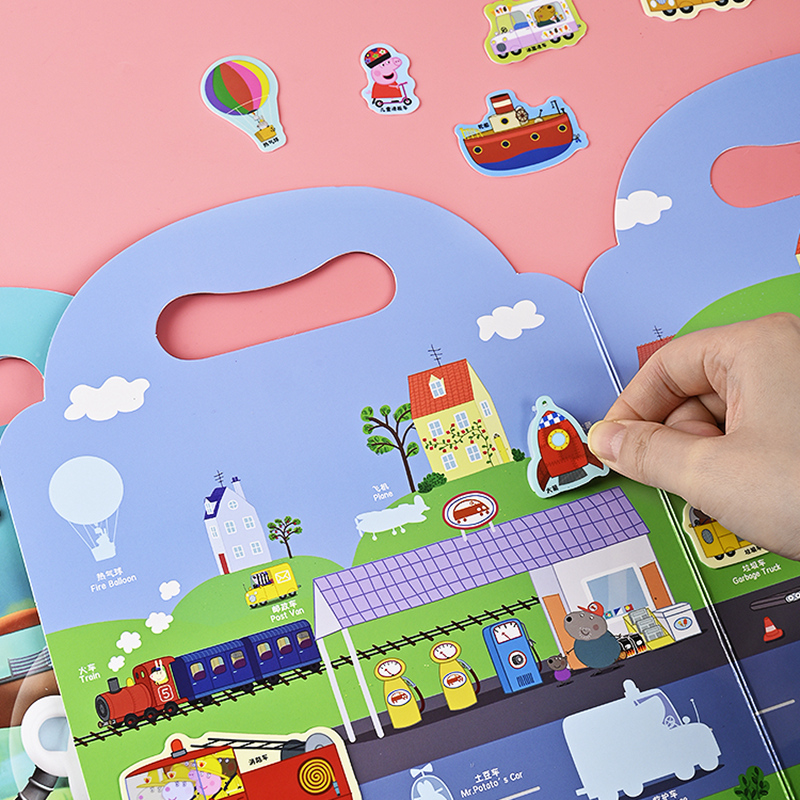 小猪佩奇果冻贴纸书0到3岁儿童卡通贴贴画3—6女孩粘贴纸益智玩具 - 图0
