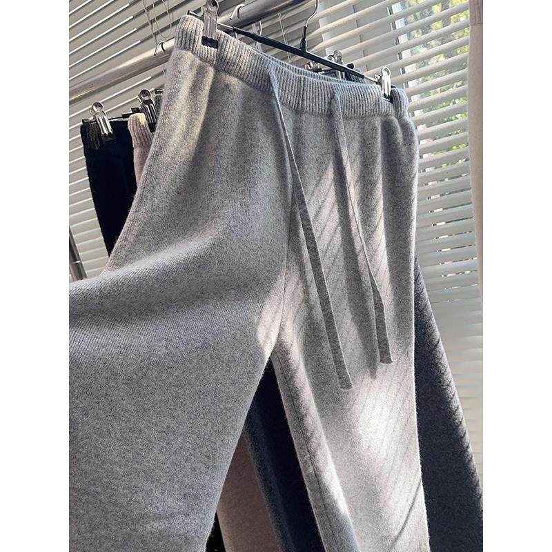 软糯舒适100%羊毛阔腿裤女高腰垂坠感直筒外穿糯米针织休闲拖地裤,淘宝优惠券,粉丝福利购,淘宝优惠卷