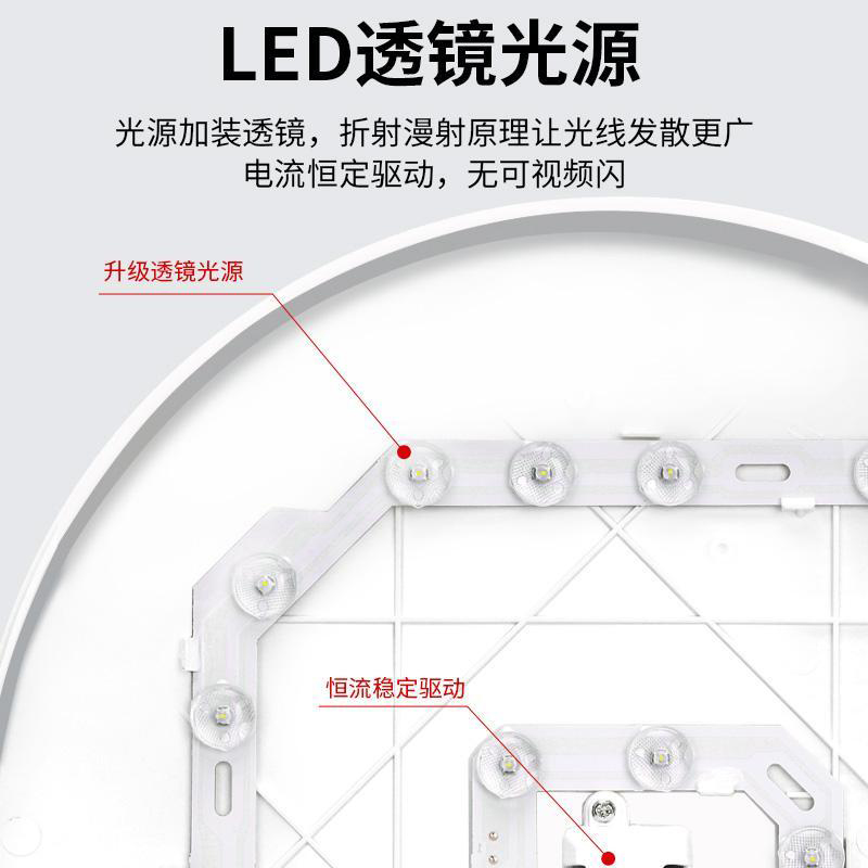 惠普LED吸顶灯超薄圆形防水卫生间浴室阳台卧室灯过道走廊灯三防