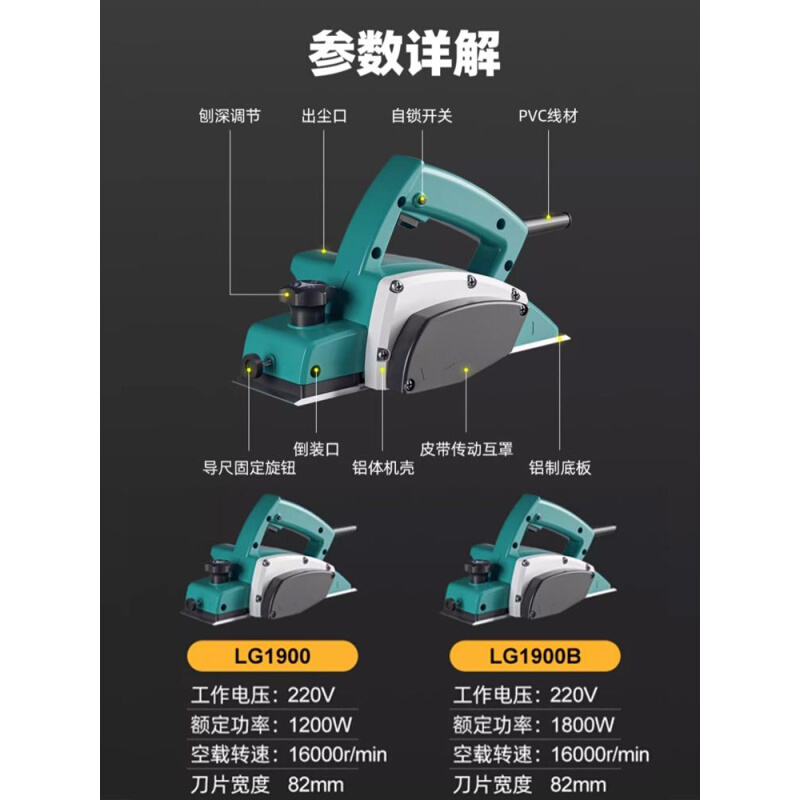 电刨木工刨木机电刨子手提倒装两用电动刨菜板神器家用小型工业级 - 图3