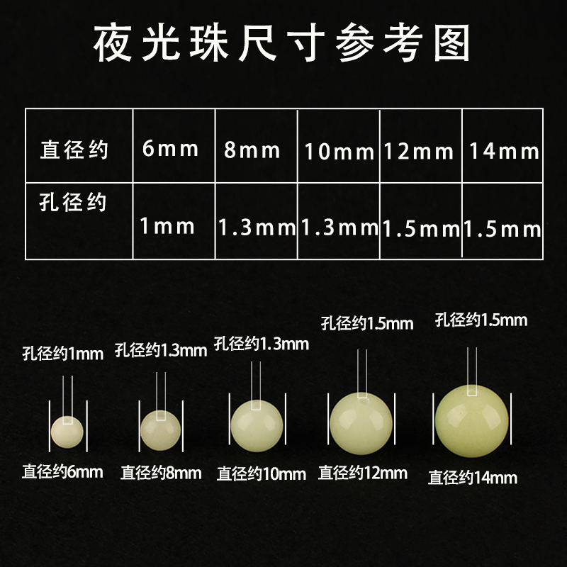 高亮夜明珠夜光石有孔散珠天然发光萤石圆珠DIY手工串珠饰品配件-图2