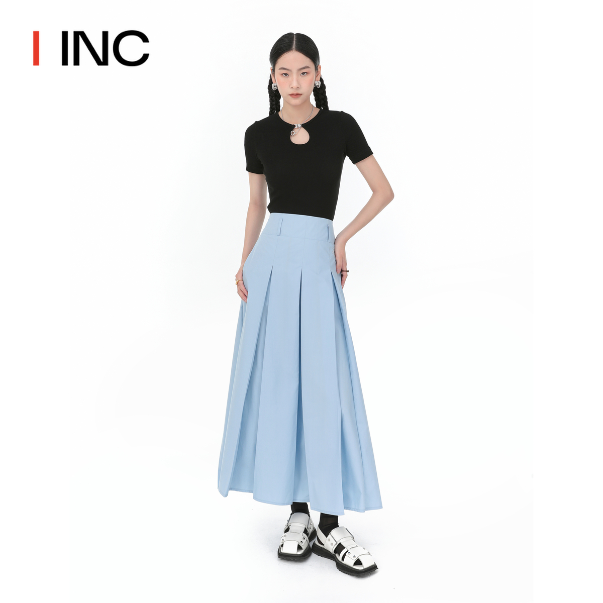 【IMMI 设计师品牌】IINC 春夏素色百褶半裙