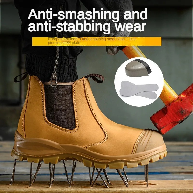 Genuine Leather Work Safety Boots Men safety shoes steel toe - 图1