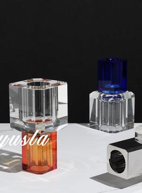 玻璃插干花瓶别墅花器样板间客厅茶几餐厅吧台桌面琉璃客厅装饰