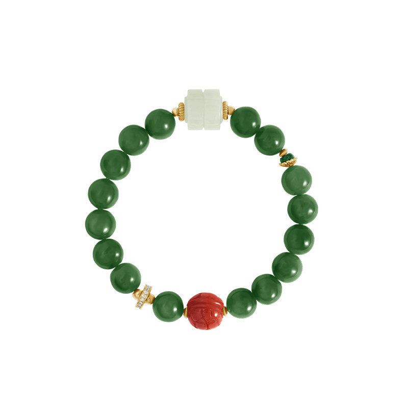 宫典国潮纯银和田女南红碧玉手链 宫典珠宝手链