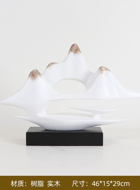 新中式云山雾海透明假山摆件样板房玄关摆设品酒柜隔断柜软装饰品