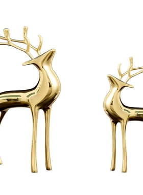 轻奢纯铜鹿摆件样板间书房客厅玄关电视柜酒柜创意家居软装饰品