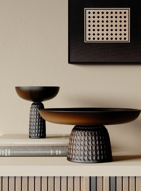 侘寂风餐桌陶瓷果盘高脚托