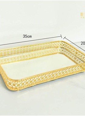 欧式轻奢镜面金色金属收纳托盘