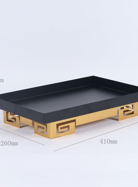 新中式黑色金色金属托盘