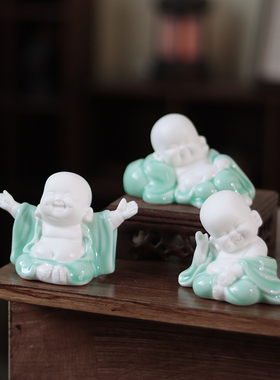 颢言禅意茶宠小和尚家居装饰摆件